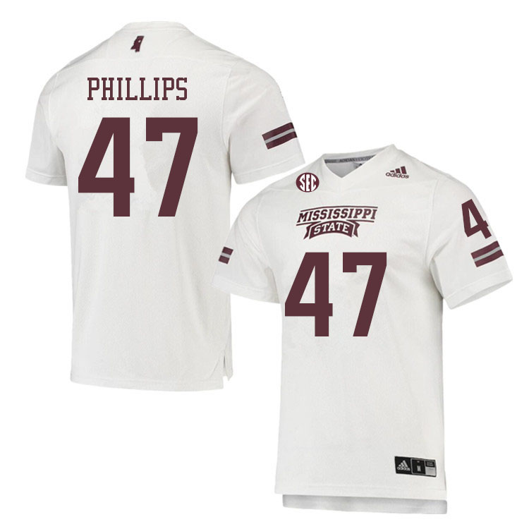 Men #47 Tre Phillips Mississippi State Bulldogs College Football Jerseys Sale-White